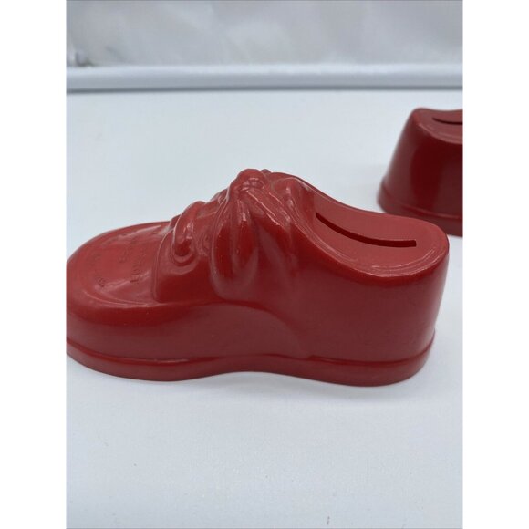 Poll Parrot Shoes Red Plastic Advertising Shoe Bank Vintage Lot of 2 Two - Picture 6 of 13